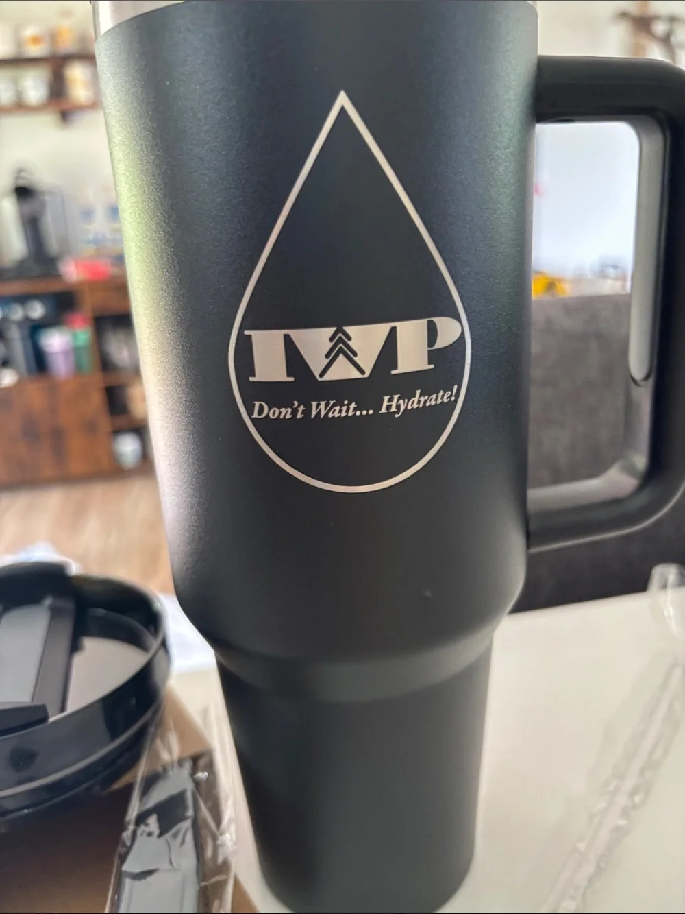 Black Insulated Tumbler Mug with Handle and Straw 40oz